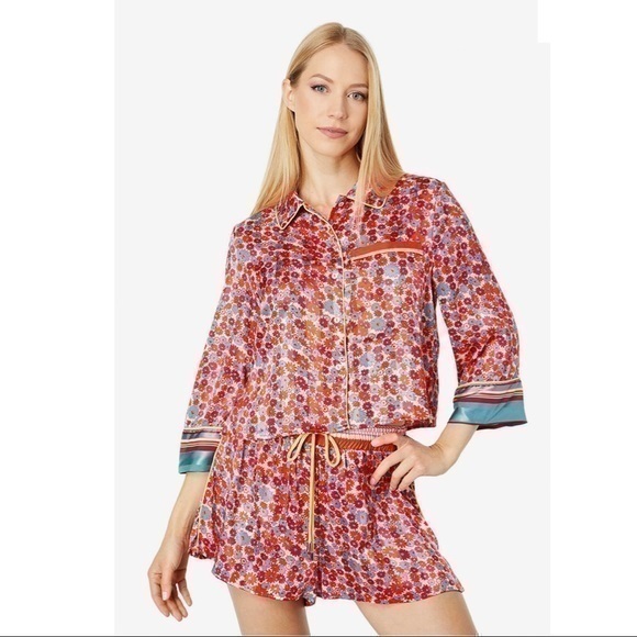 Free People Other - NWT Free People Pillow Talk Satin PJ Pajama Set Poppy Combo XS NEW